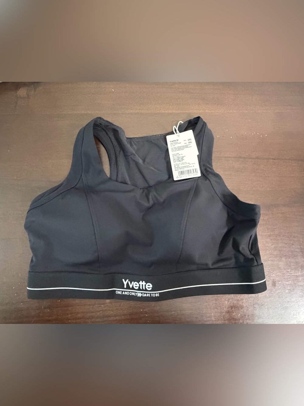 NWT Yvette Black High-Impact Sports Bra Mesh Back Women’s 2XL